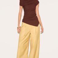 d4dd7a497dae85574f6c973b85c548e08bfb060a_CNM8098_3_chocolate_textured_ruched_asymmetric_long_top