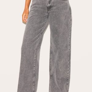 Tall Washed Grey Low Rise Straight Leg Jeans