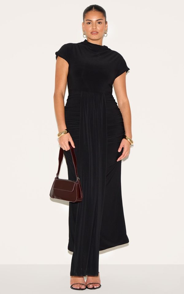 d555caecb7d2cf3bb6bfd4d03728bda95ed6e7aa_CNN2655_1_plus_black_high_neck_ruched_shoulder_drape_front_maxi_dress