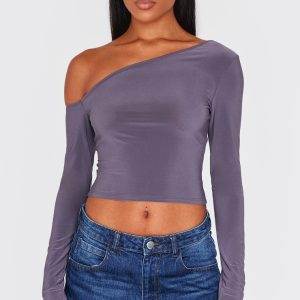 Charcoal Open Back Asymmetric Long Top