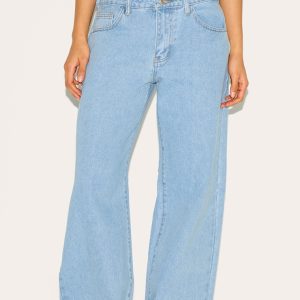 Light Blue Low Rise Wide Leg Jeans
