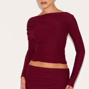 Wine Soft Touch Boatneck Top