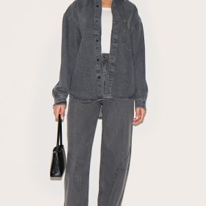 Grey High Waist Western Seam Detail Jeans