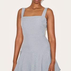 Charcoal Tailored Woven Scoop Back Shift Dress