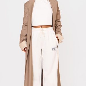 Petite Cream Printed Straight Leg Joggers