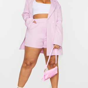 Plus Lilac Ruched Waist Suit Shorts