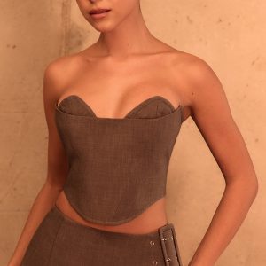 PLT Label Mocha Bust Detail Tailored Corset