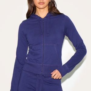 Indigo Blue Zip Up Fitted Track Top