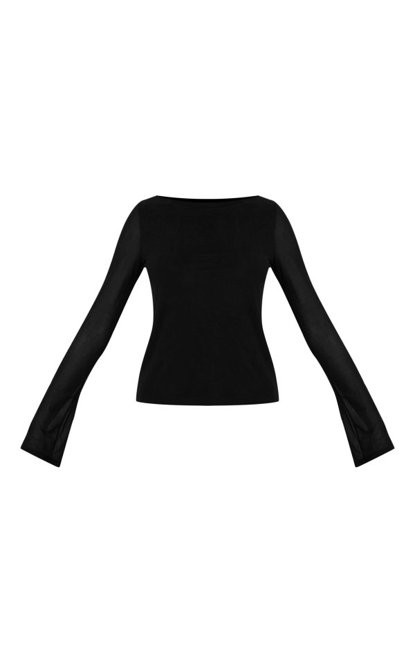 d9ed92ad82451d0d47054ed9821b79bbf09f3a36_CNN0205_5_black_stretch_chiffon_loose_fit_flared_long_sleeve_top