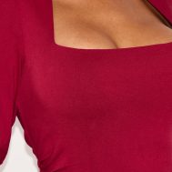da0c26178621f269af9ff9ef96ef3a1ecea2da30_CNM0958_4_shape_berry_stretch_woven_square_neck_long_sleeve_ruched_waist_mini_dress-1