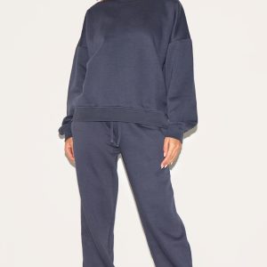 Navy Oversized Sweatshirt Tracksuit Set