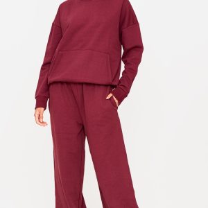 Burgundy Premium Thin Waistband Straight Leg Joggers