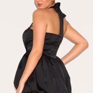 daf10b45e43d520075ee1b353291b547de755ddf_CNM2028_2_plus_black_satin_halter_neck_puffball_playsuit