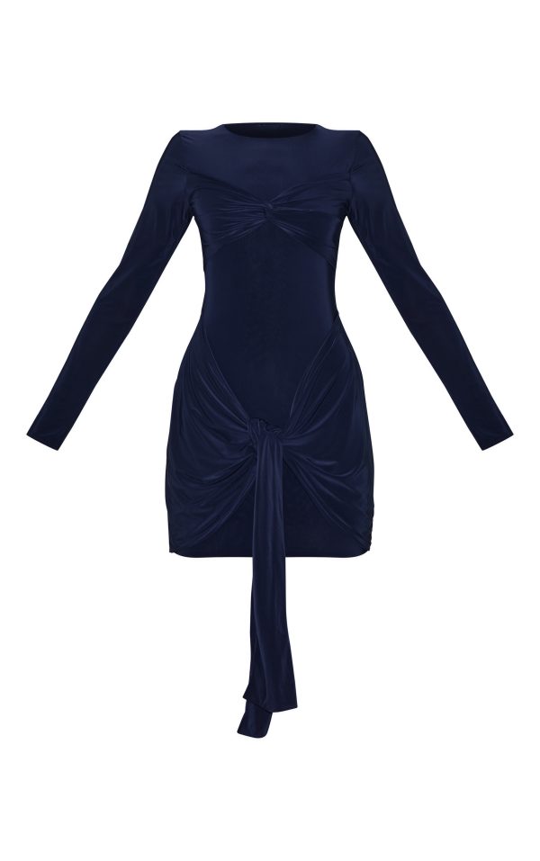 db0b0f10deea49294a1eae4375dd78d005af594f_CNM7230_6_navy_slinky_long_sleeve_wrap_bust_twist_detail_mini_dress-1