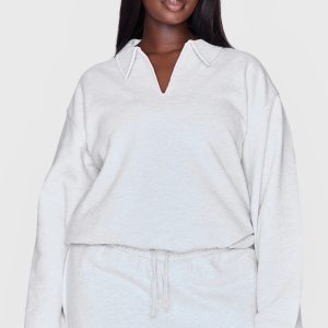Plus Grey Premium Collar Oversized Sweatshirt