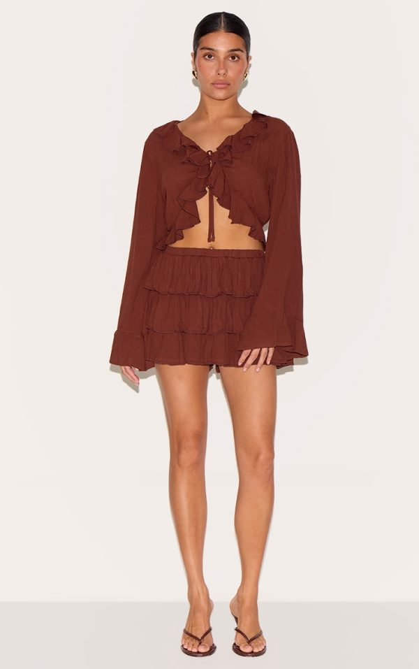 db31c3722b1984e66a55242a1582dc9d435d9b66_CNM3969_1_petite_chocolate_cheesecloth_ruffle_mini_skort
