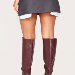 Petite Charcoal Tailored Woven Foldover Detail Mini Skirt