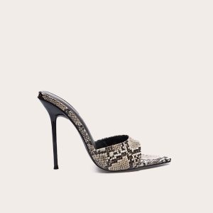 Snake Pu Point Toe High Stiletto Heeled Mules