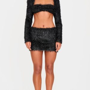 Black Confetti Look Micro Mini Skirt