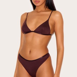 Chocolate Jersey Triangle Basic Lingerie Set