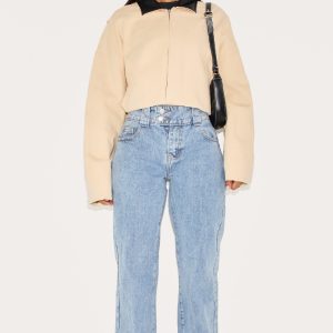 Petite Light Blue Wash Denim Straight Leg Jeans