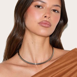 Silver Metal Bar Choker
