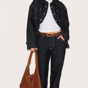 Raw Indigo Mid Rise Wide Leg Jeans