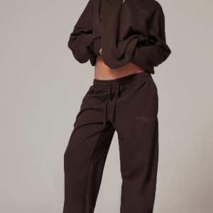 PRETTYLITTLETHING Chocolate Premium Print Cuffed Joggers