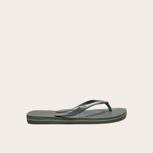 Green Havaianas Brasil Logo Top Classic Flip Flops