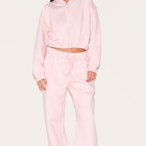 Baby Pink Drawcord Hem Oversized Joggers