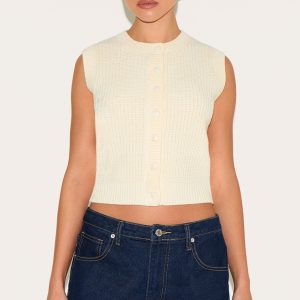 Ecru Chunky Knit Sleeveless Jumper