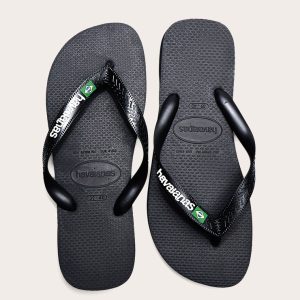 Black Havaianas Brazil Logo Flip Flops