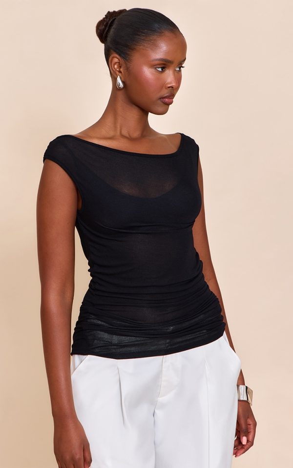 e032b676410a8f6b1210f9c126b08d43679eec75_CNM3742_1_black_sheer_soft_touch_cowl_neck_long_vest_top