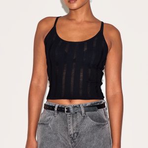 Black Ladder Knit Cami Top