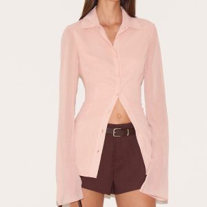 Dusty Pink Fitted Chiffon Shirt