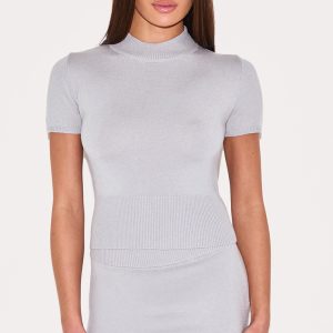 Ash Grey Basic Knit T Shirt