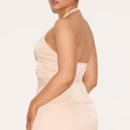 e1224e3ebe25605372ed69dddf2cd7c2f8fd9c5e_CNM1376_2_shape_pebble_woven_tailored_halterneck_ruched_but_split_hem_top
