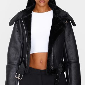 Black Multi Zip Cropped Aviator