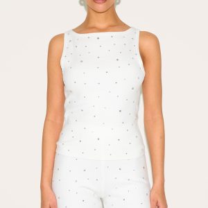 Petite White Knitted Diamante Hotpants