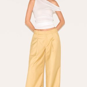 Butterscotch Woven Double Pleat Wide Leg Trousers