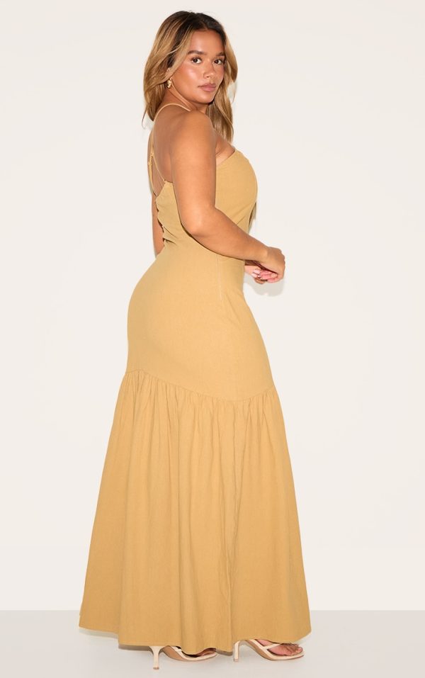 e19c82fea088938d617d49b2ae81d10742ac0837_CNM6441_2_shape_khaki_linen_gold_wave_trim_dropped_hem_maxi_dress