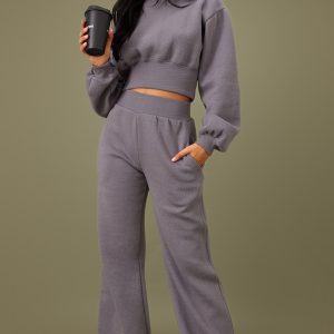 Tall Steel Blue High Waist Wide Leg Jogger
