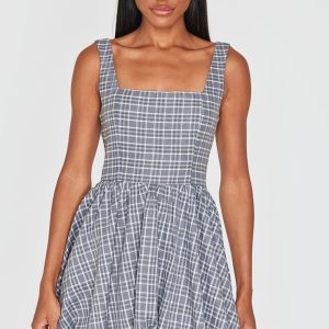 Grey Check Puffball Dress