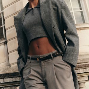 Grey Structured Extreme Oversized Double Breasted Coat