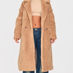 Petite Stone Teddy Bear Borg Coat