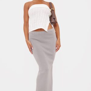 Dove Grey Fine Knit Maxi Skirt