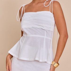 Ivory Linen Look Mid Rise Mini Skirt