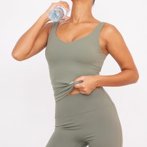 Olive Ultimate Sculpt Longline Padded Sports Vest