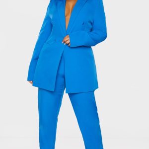 Plus Blue Cropped Trousers