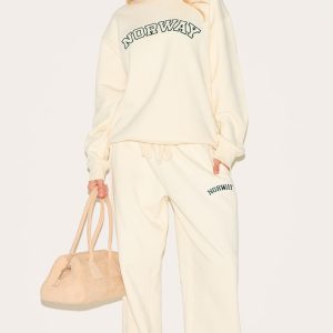 Cream Premium Norway Wide Leg Joggers